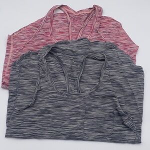 lululemon bundle EUC Love Tanks with pocket black and red striped.